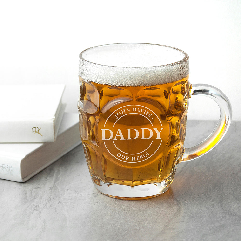 Personalised Emblem Dimpled Beer Glass - treat-republic
