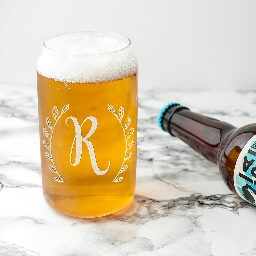 Personalised Leaf Framed Can Glass - treat-republic