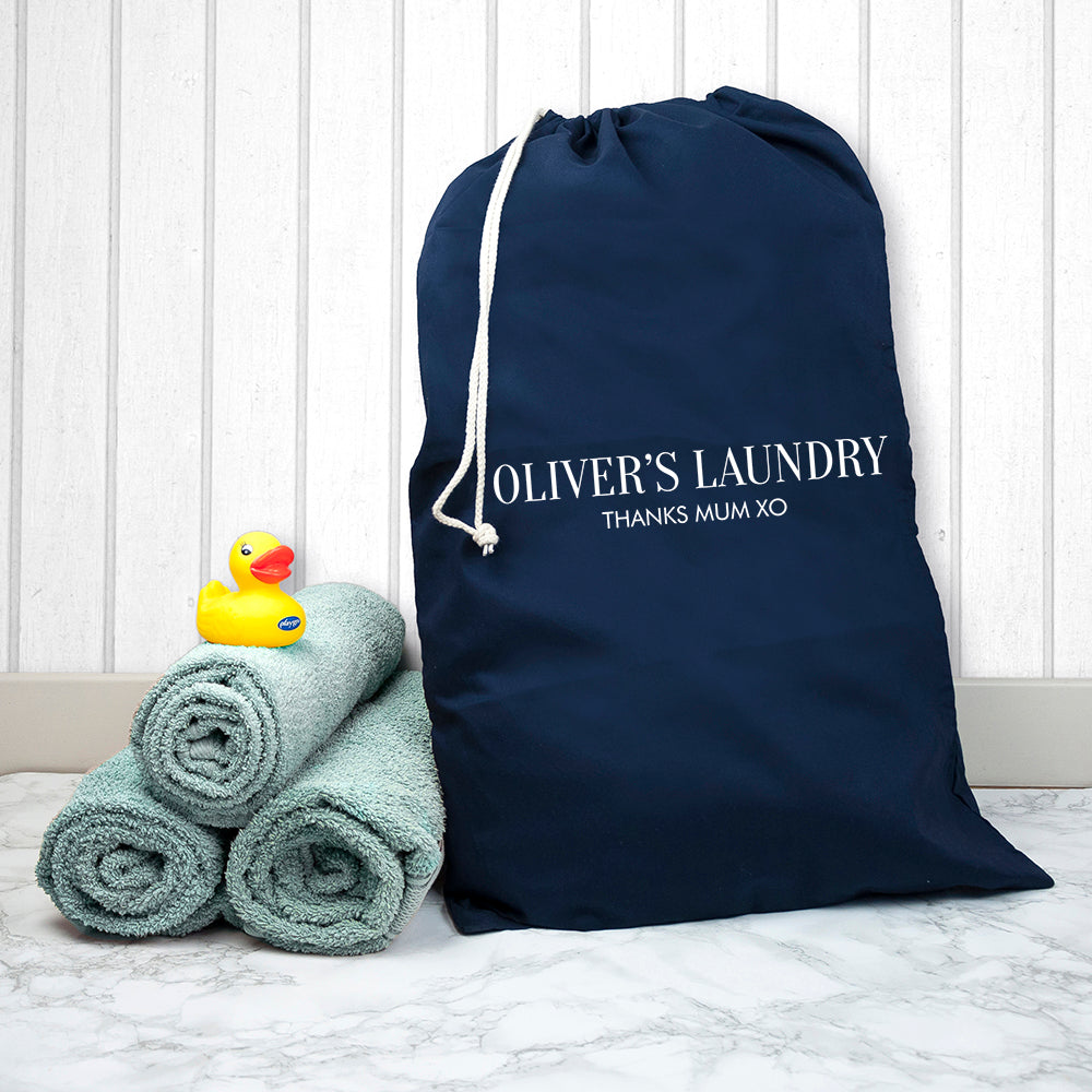 Personalised Large Navy Laundry Bag - treat-republic