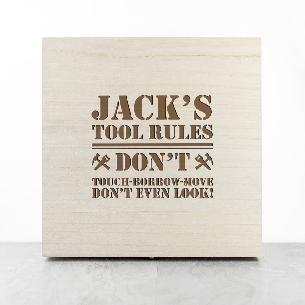 Personalised His Tools His Rules Tool Box - treat-republic