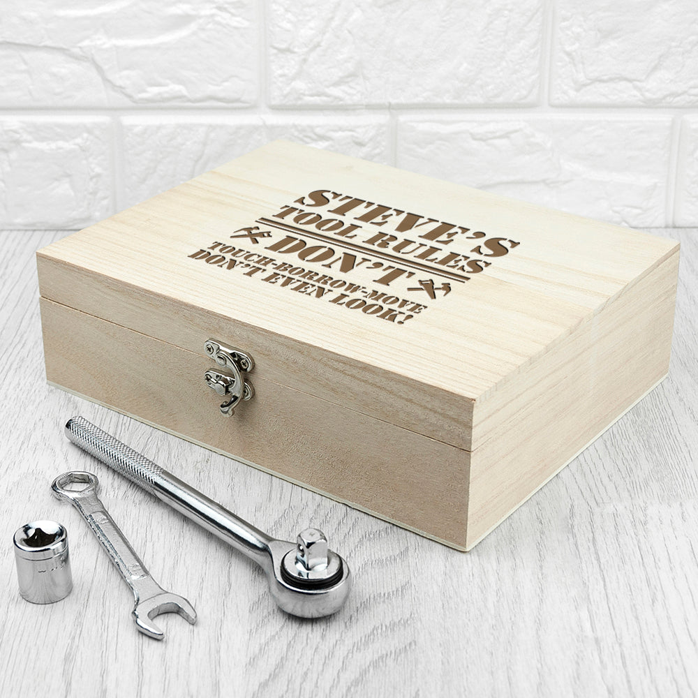 Personalised His Tools His Rules Tool Box - treat-republic