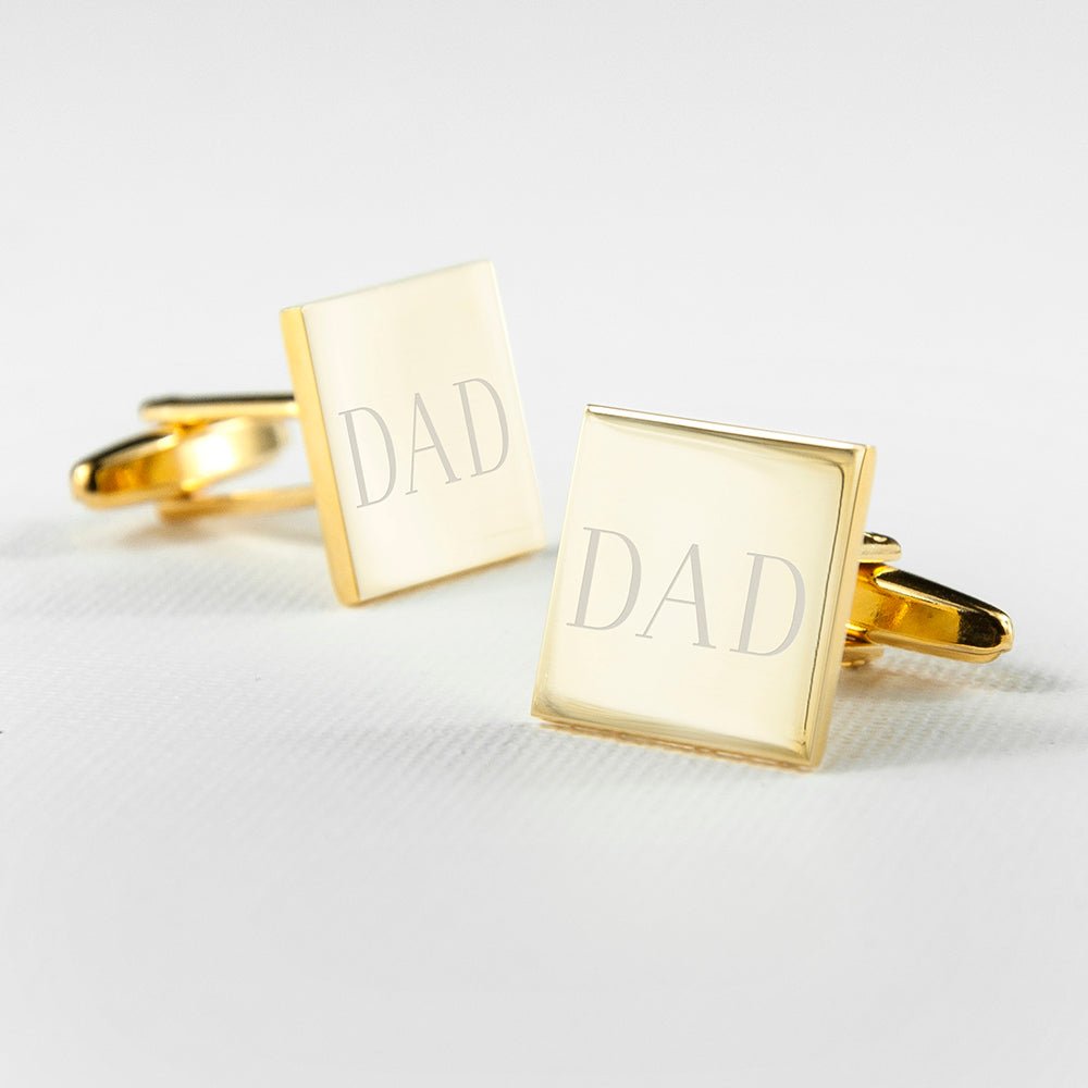 Personalised Square Gold Plated Cufflinks - treat-republic
