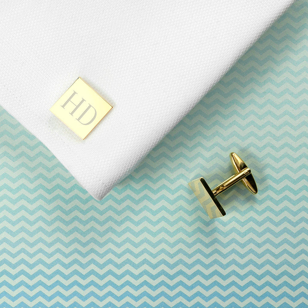 Personalised Square Gold Plated Cufflinks - treat-republic