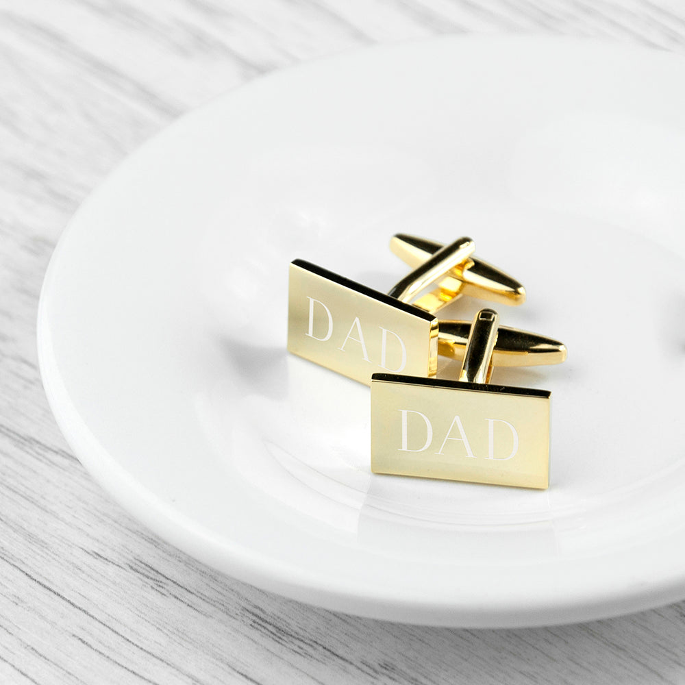 Personalised Rectangle Gold Plated Cufflinks - treat-republic