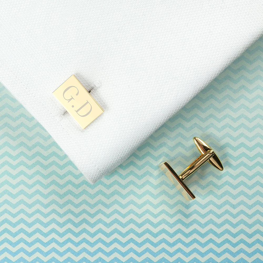 Personalised Rectangle Gold Plated Cufflinks - treat-republic