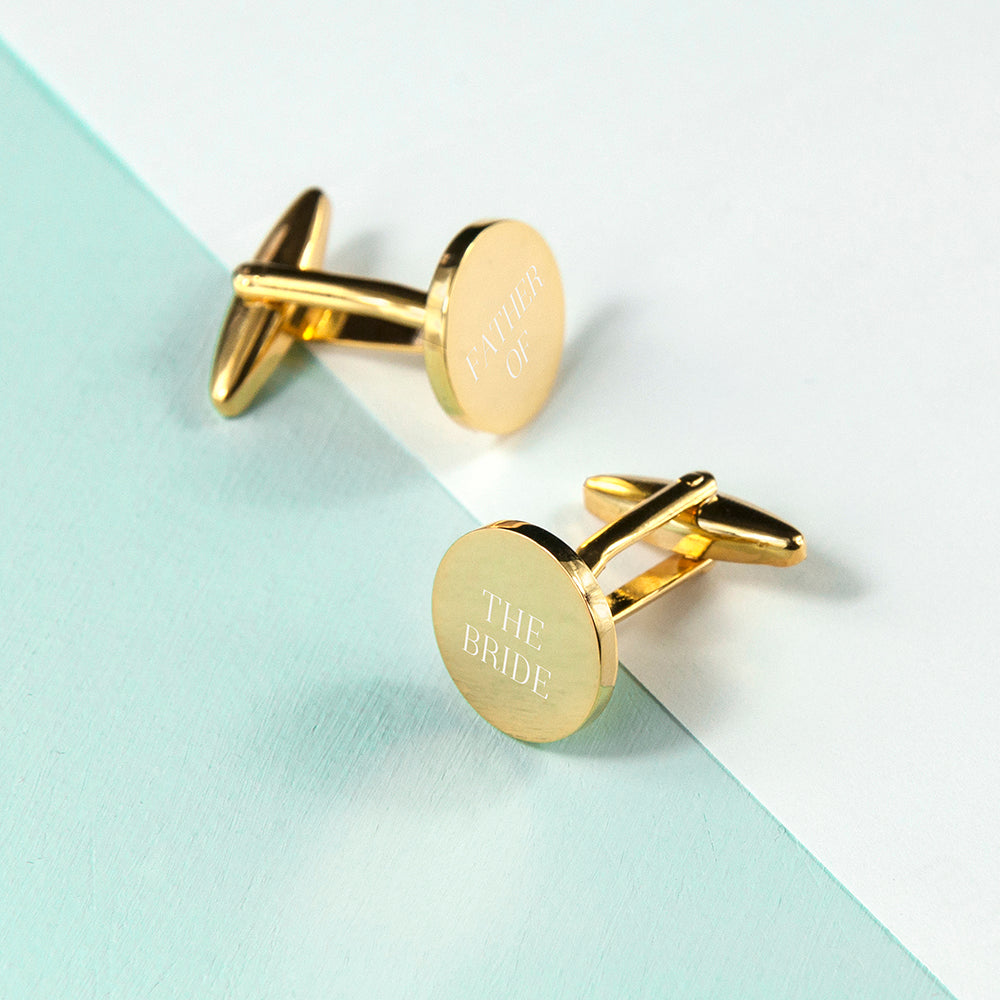 Personalised Round Gold Plated Cufflinks - treat-republic