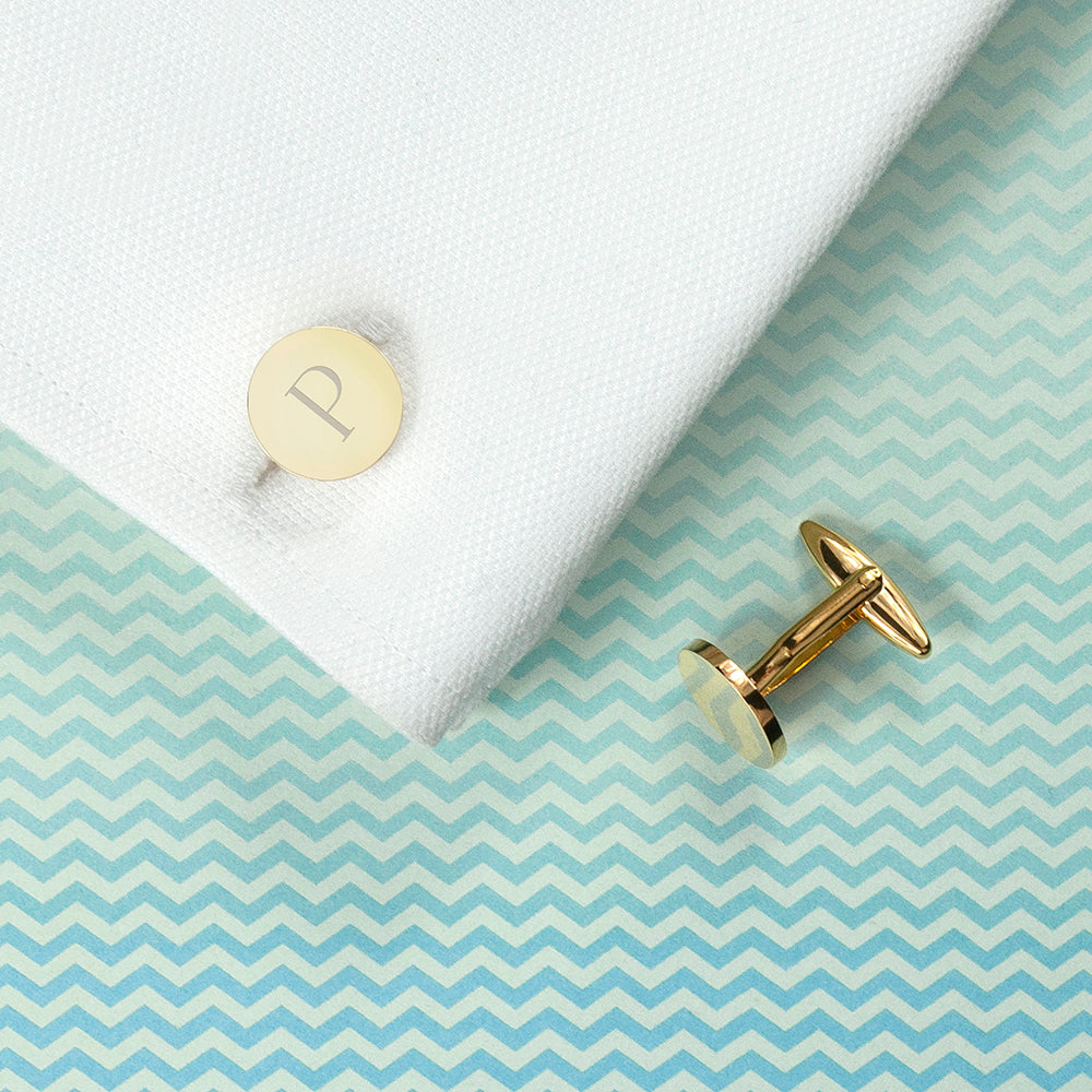 Personalised Round Gold Plated Cufflinks - treat-republic