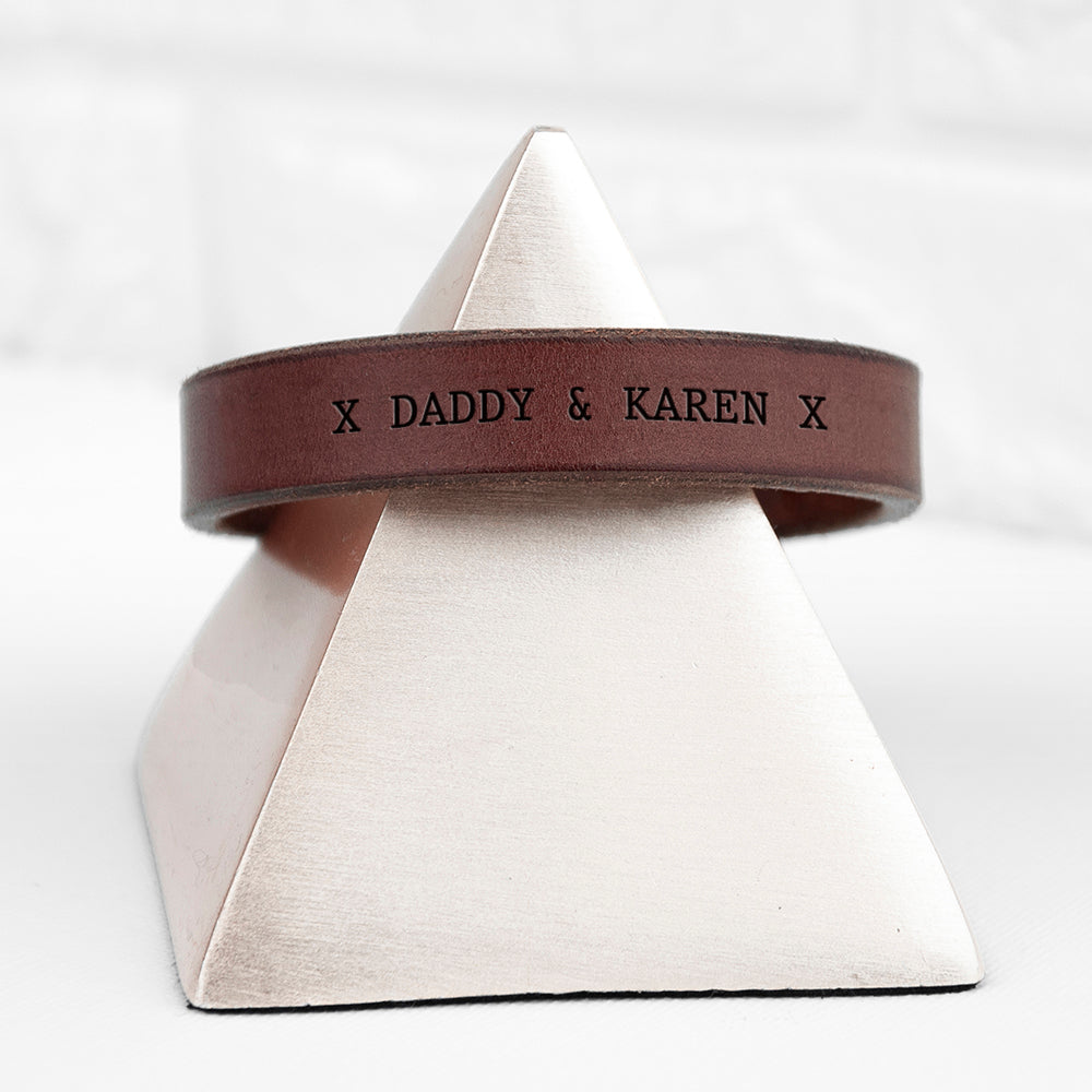 Personalised Men's Brown Leather Bracelet - treat-republic