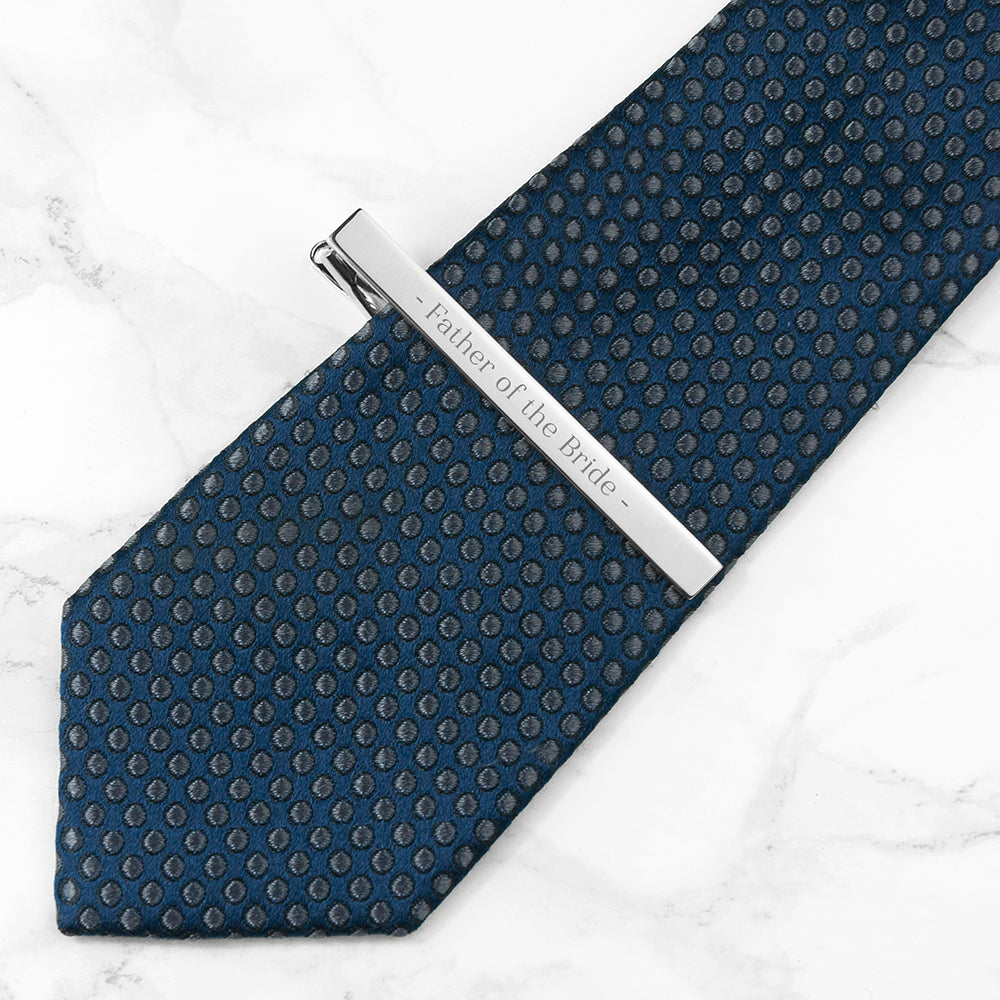 Personalised Rhodium Plated Tie Clip - treat-republic