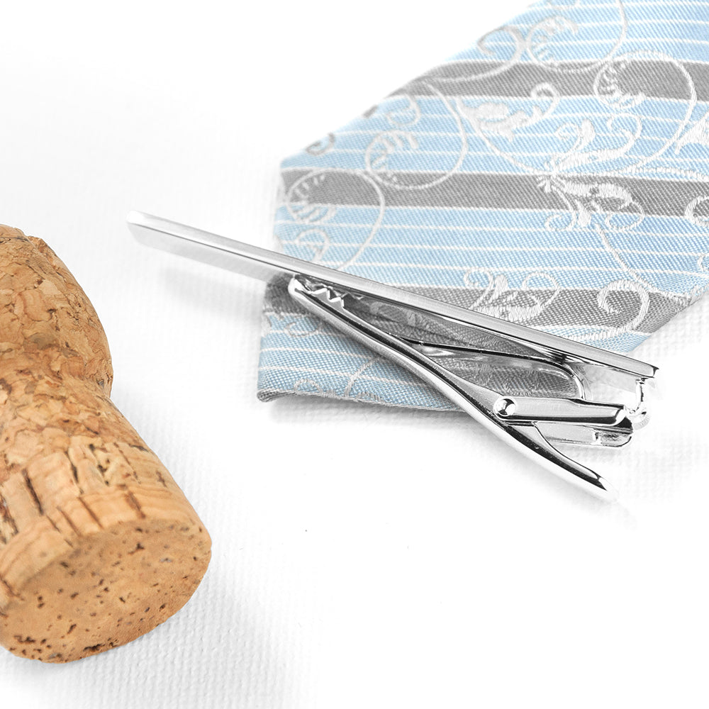 Personalised Rhodium Plated Tie Clip - treat-republic