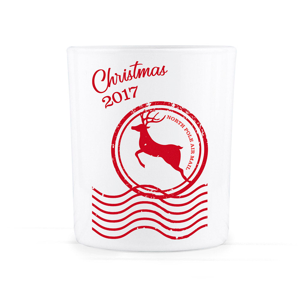 Personalised North Pole Stamped Glass Tealight Holder - treat-republic