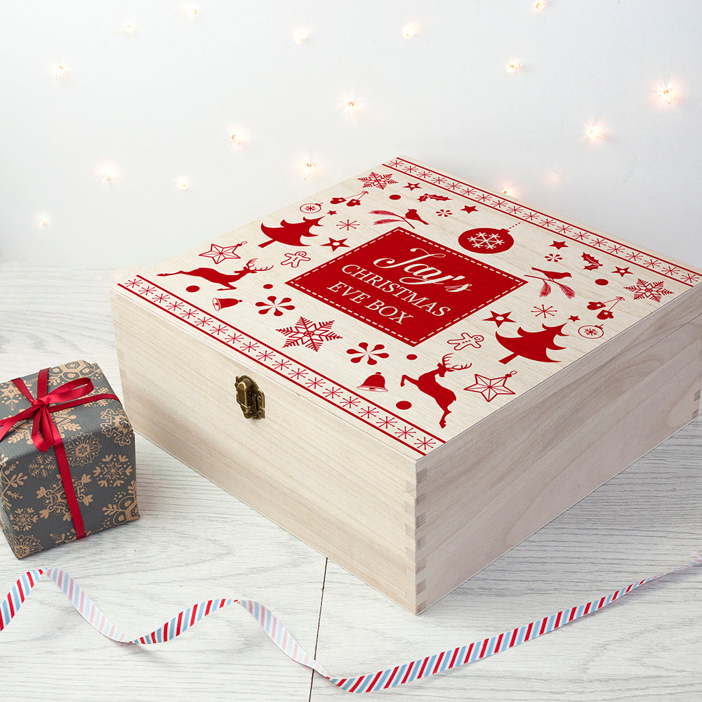 Personalised Festive Scandi Print Christmas Eve Box - treat-republic