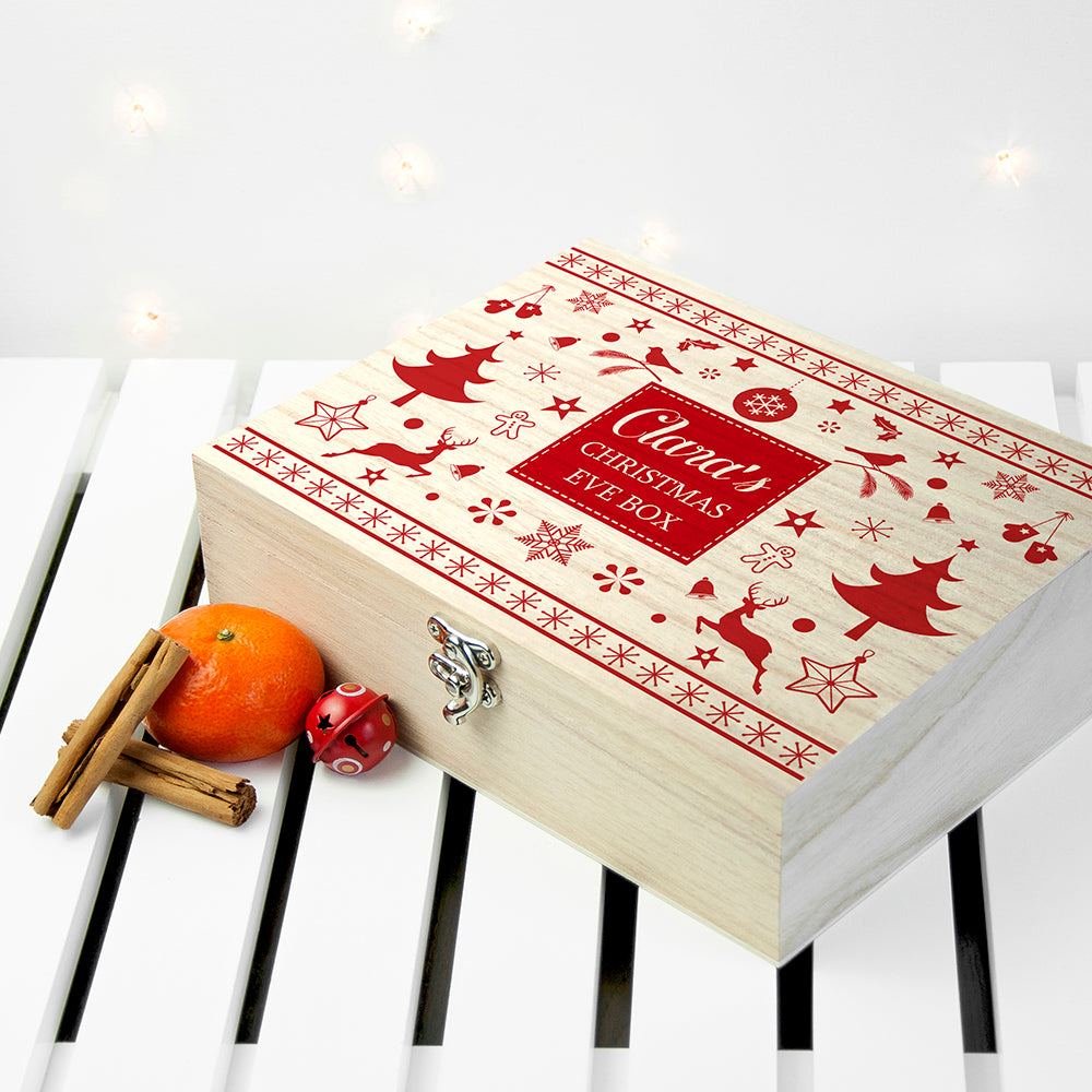 Personalised Festive Scandi Print Christmas Eve Box - treat-republic
