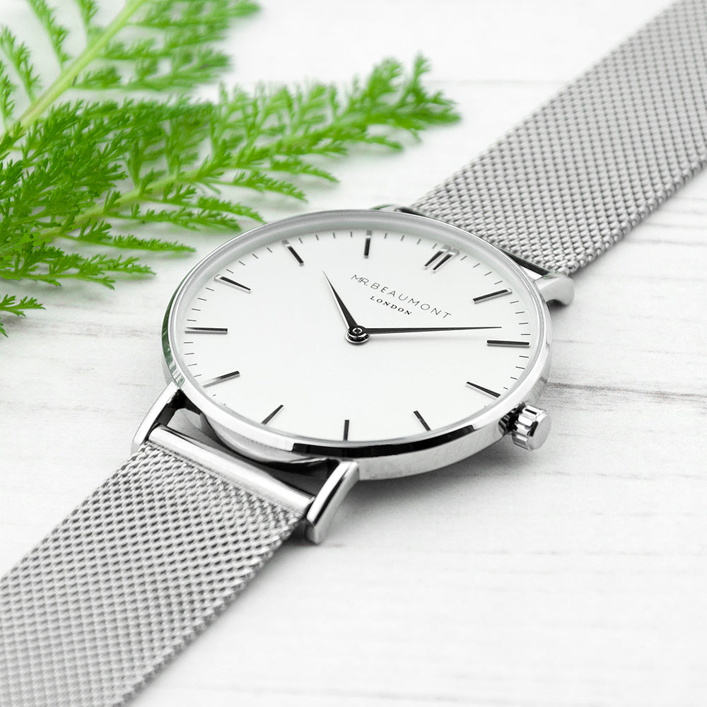Mr Beaumont Personalised Men's Metallic Silver Watch - treat-republic