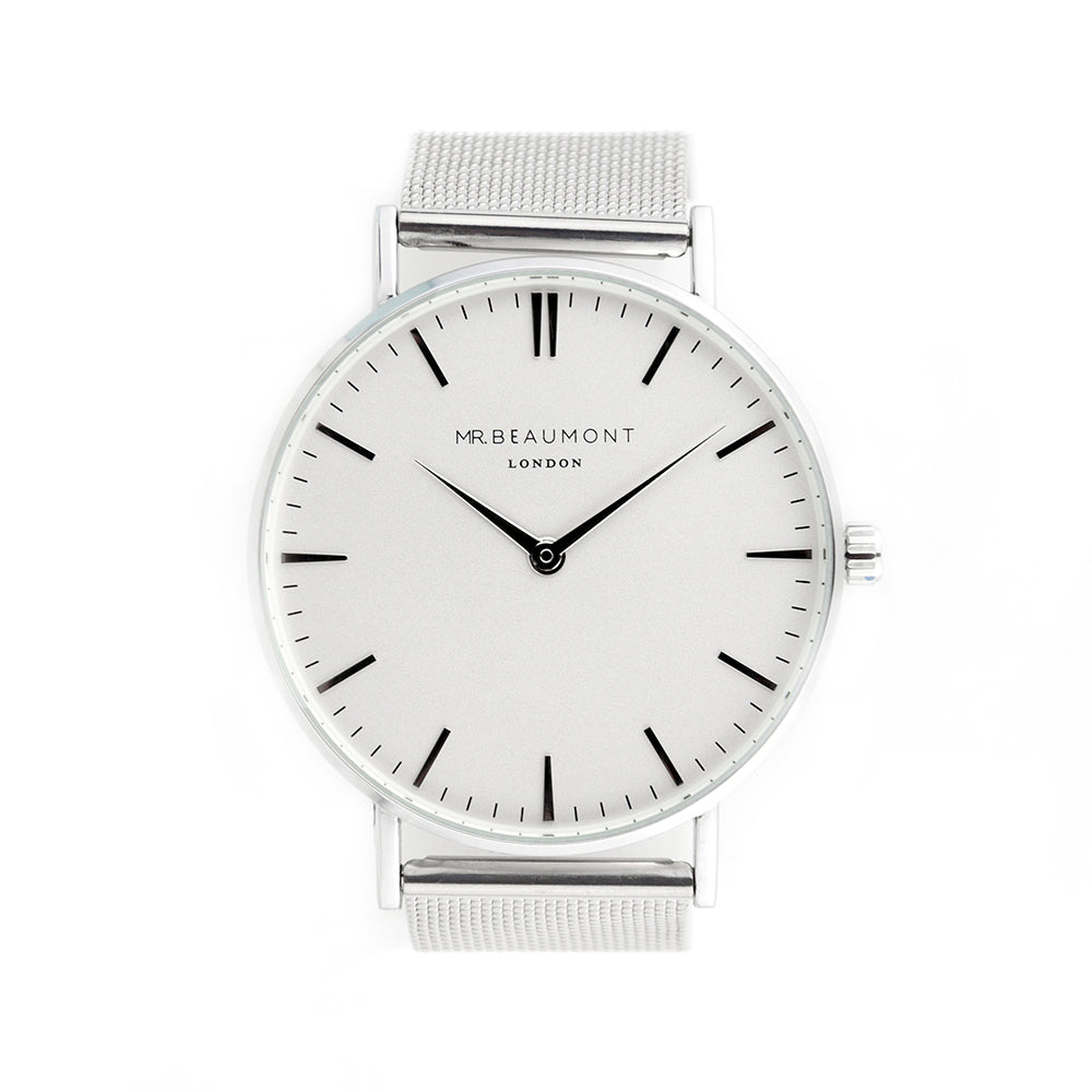 Mr Beaumont Personalised Men's Metallic Silver Watch - treat-republic