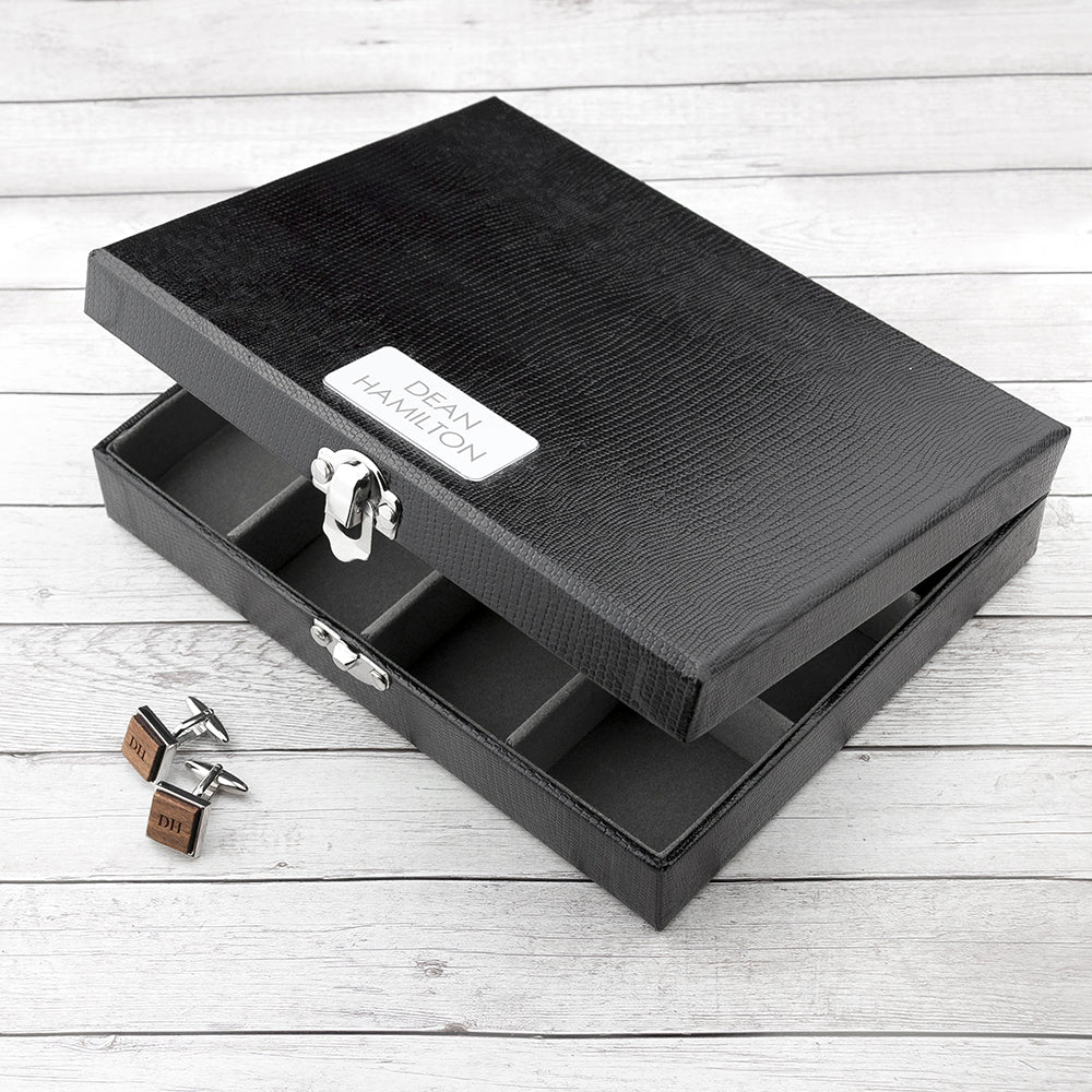 Personalised 12 Compartment Cufflink Box - treat-republic