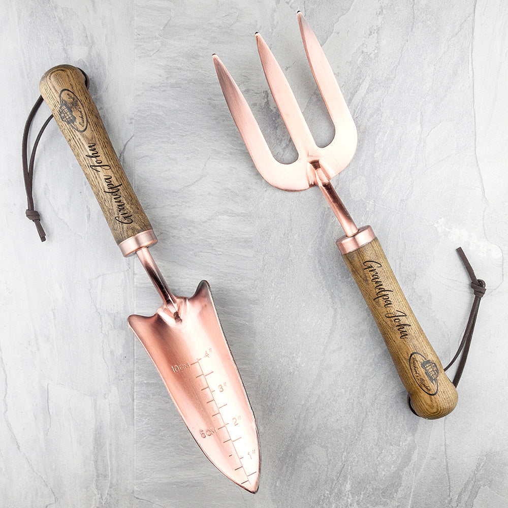 Personalised Luxe Copper Trowel and Fork Set - treat-republic