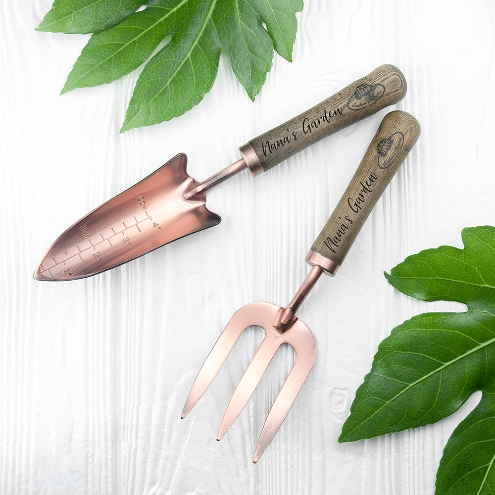 Personalised Luxe Copper Trowel and Fork Set - treat-republic