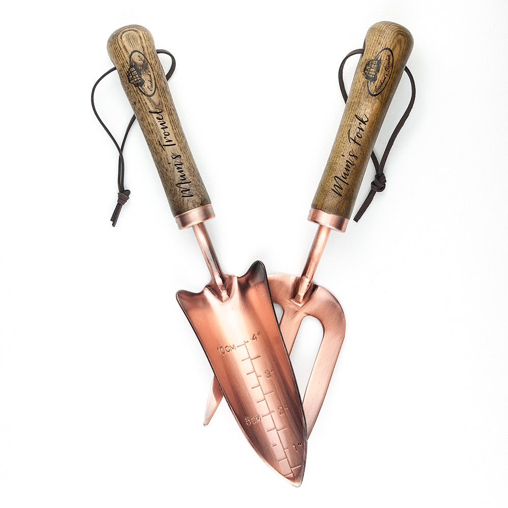 Personalised Luxe Copper Trowel and Fork Set - treat-republic