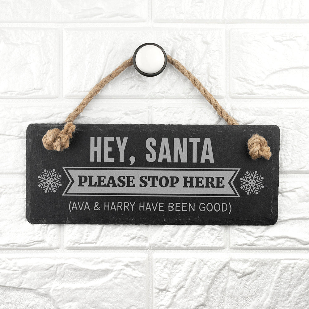 Personalised Hey Santa! Slate Hanging Sign - treat-republic