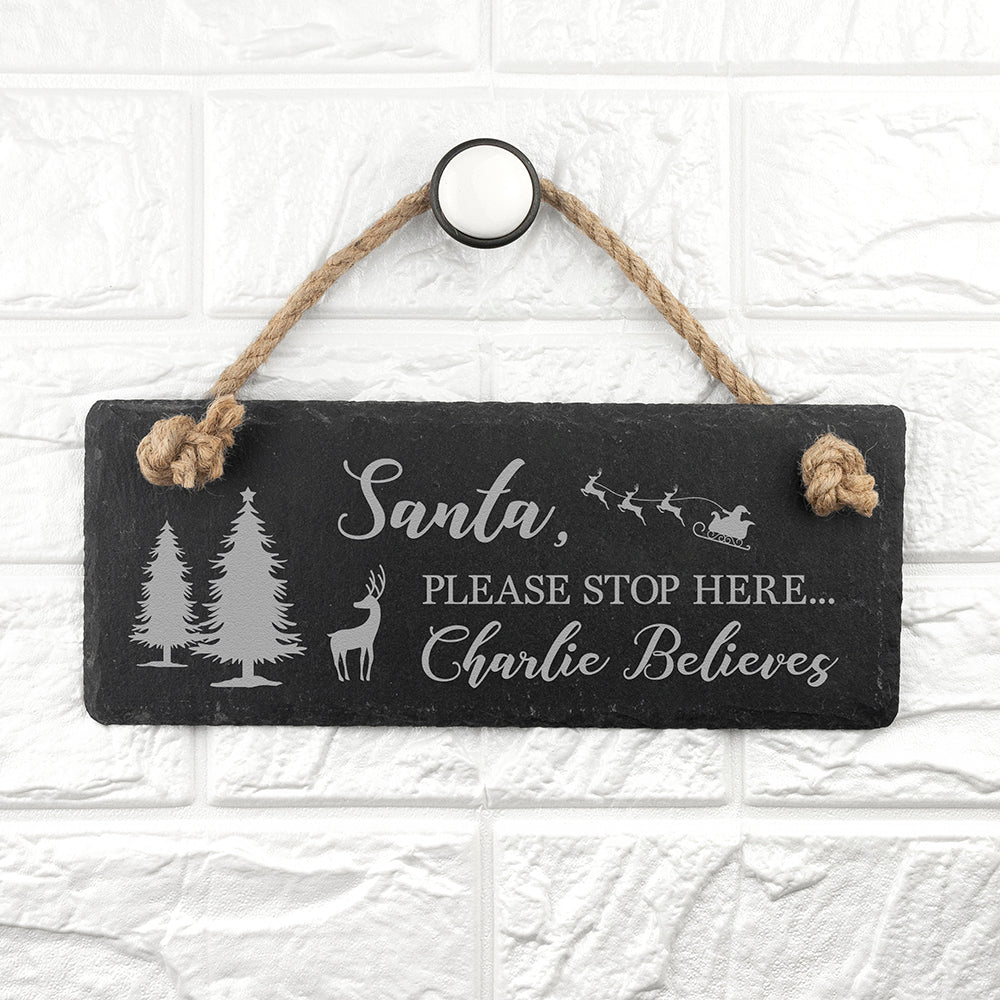 Personalised We Believe Slate Hanging Sign - treat-republic