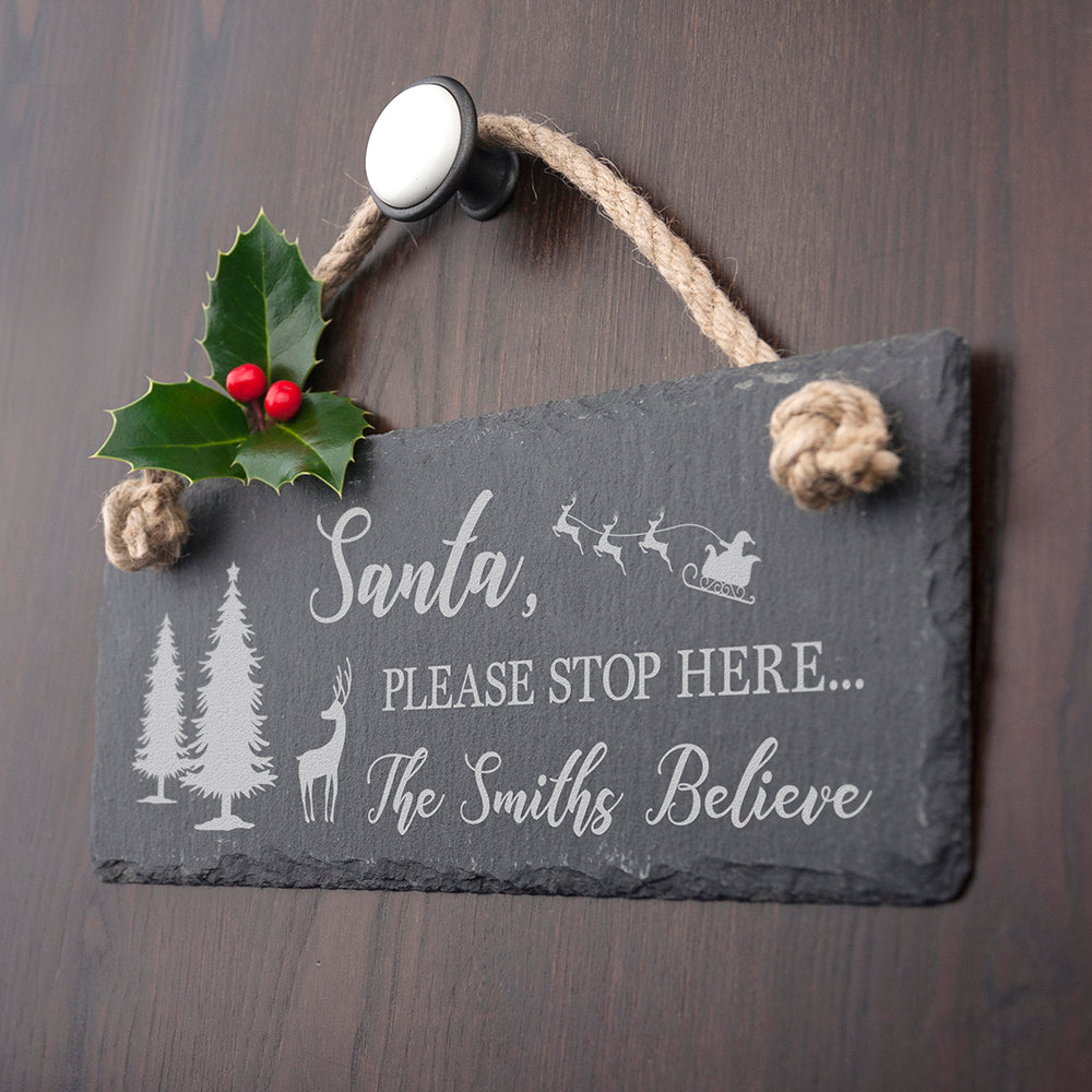Personalised We Believe Slate Hanging Sign - treat-republic