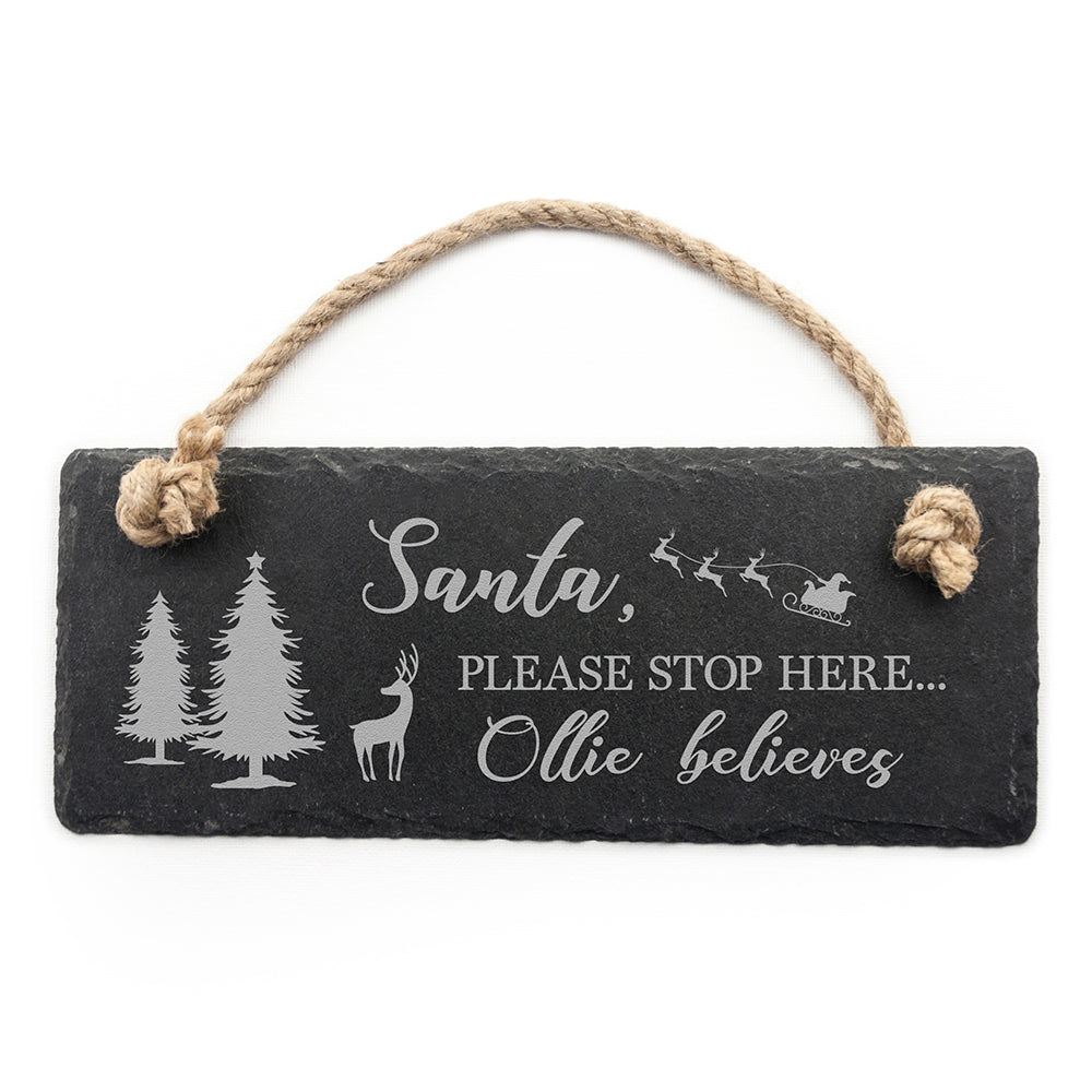 Personalised We Believe Slate Hanging Sign - treat-republic