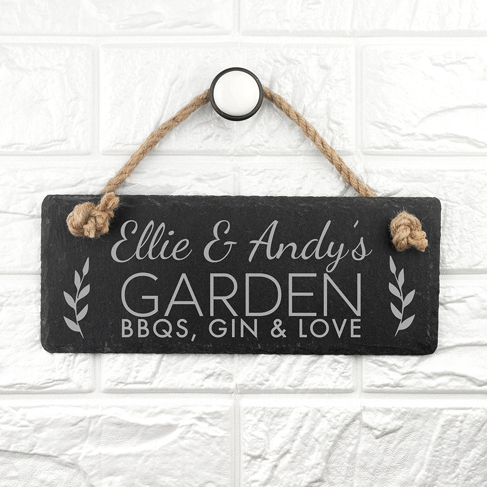 Personalised Our Garden Slate Hanging Sign - treat-republic