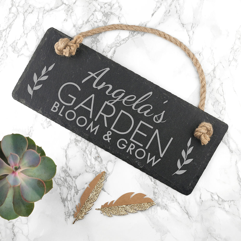 Personalised Our Garden Slate Hanging Sign - treat-republic