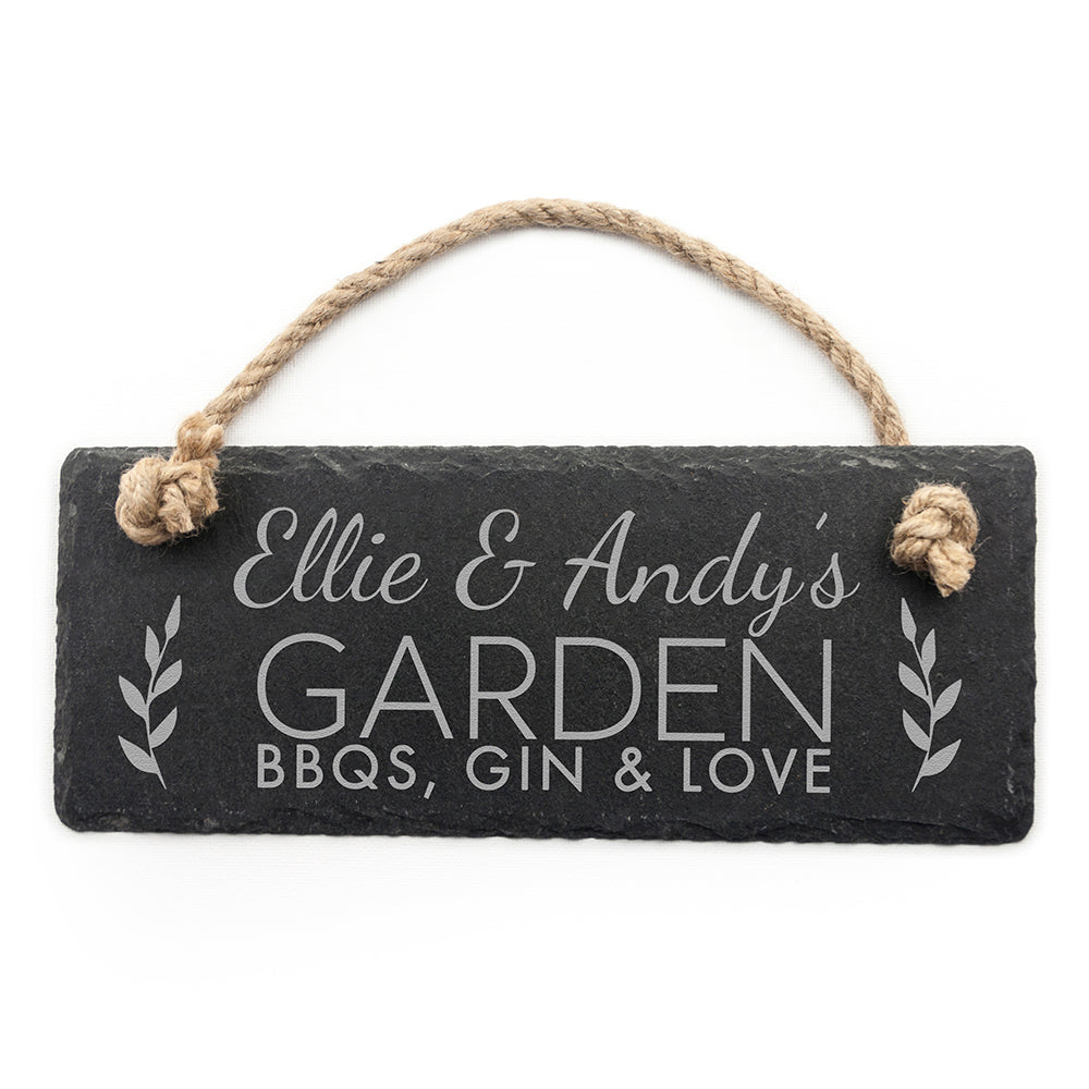 Personalised Our Garden Slate Hanging Sign - treat-republic