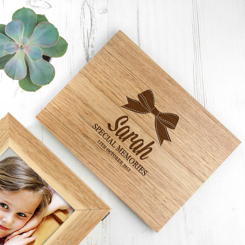 Personalised Baby's Special Memories Midi Oak Photo Cube Keepsake Box - treat-republic
