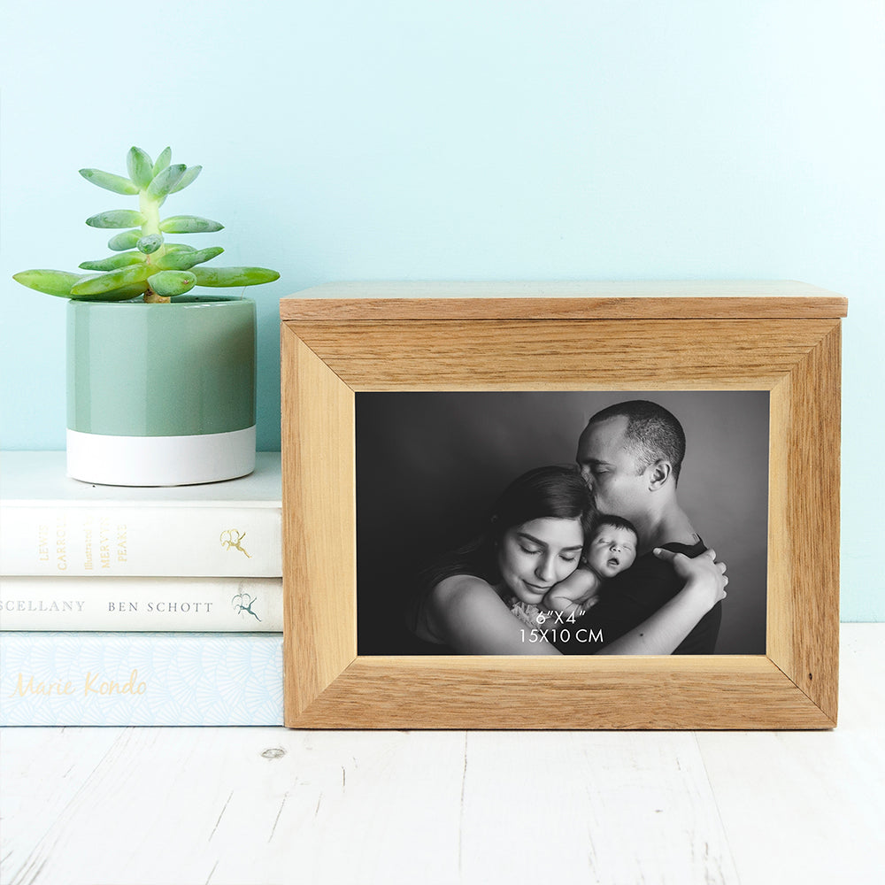 Personalised Baby's Special Memories Midi Oak Photo Cube Keepsake Box - treat-republic