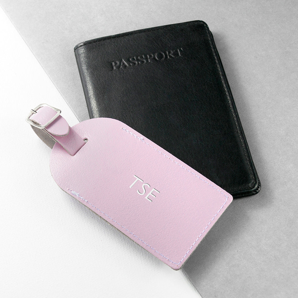 Personalised Lilac Foiled Leather Luggage Tag - treat-republic