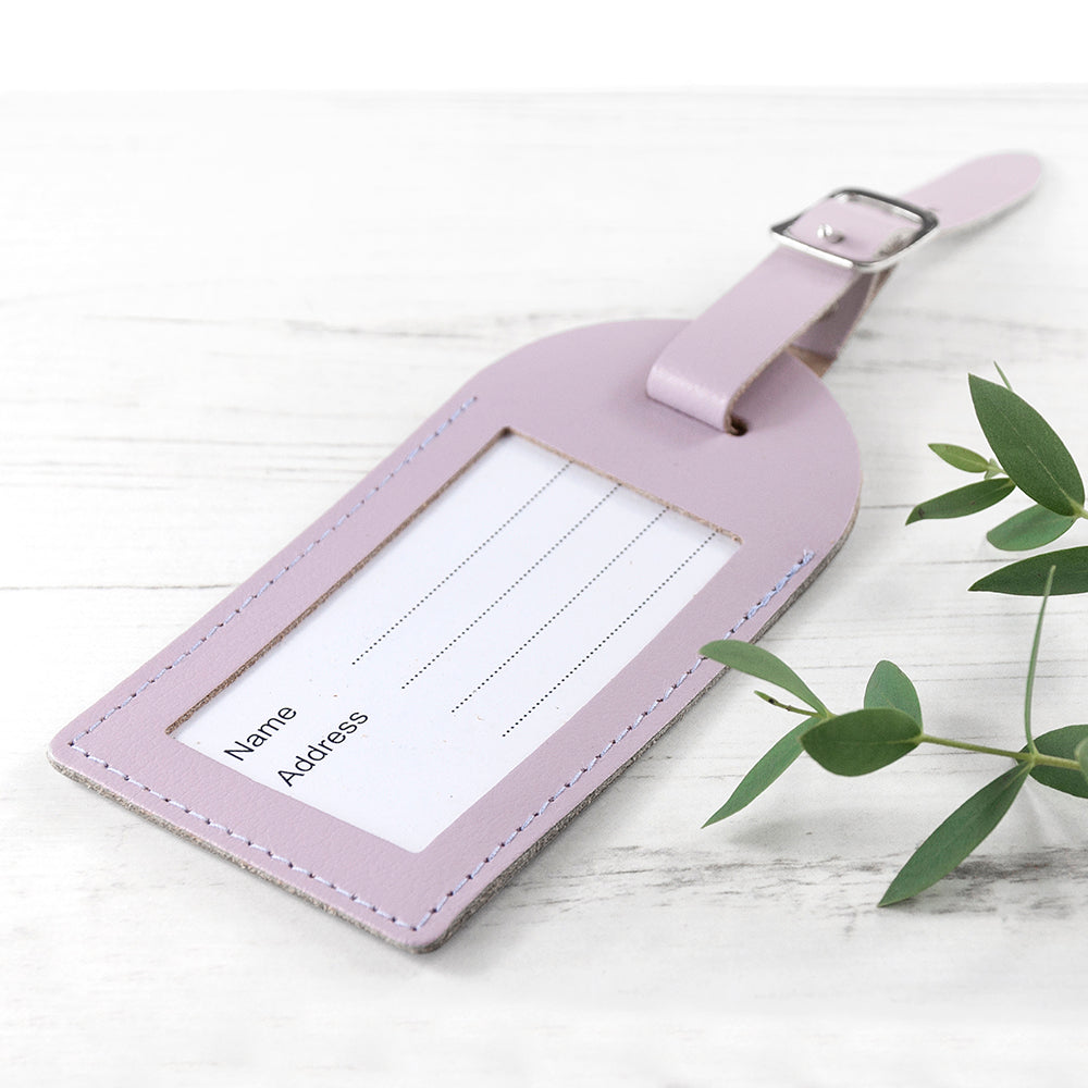 Personalised Lilac Foiled Leather Luggage Tag - treat-republic