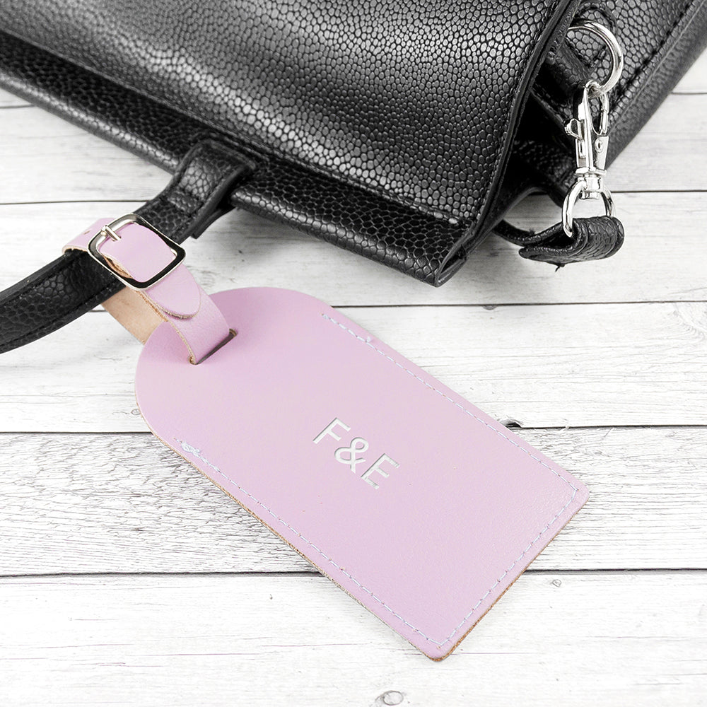 Personalised Lilac Foiled Leather Luggage Tag - treat-republic