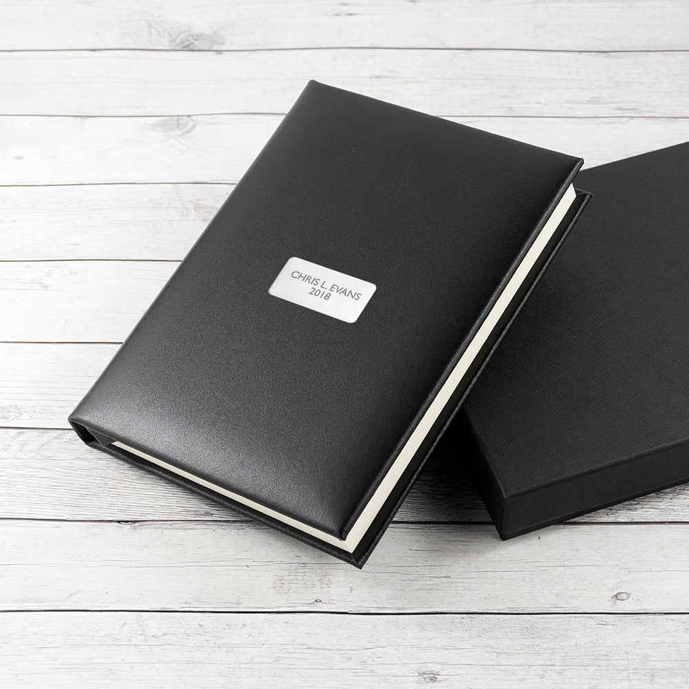 Personalised Black Leather Notebook - treat-republic