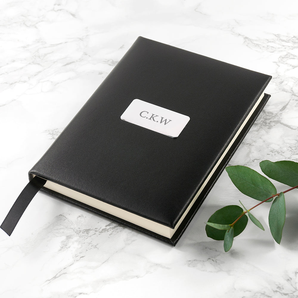 Personalised Black Leather Notebook - treat-republic