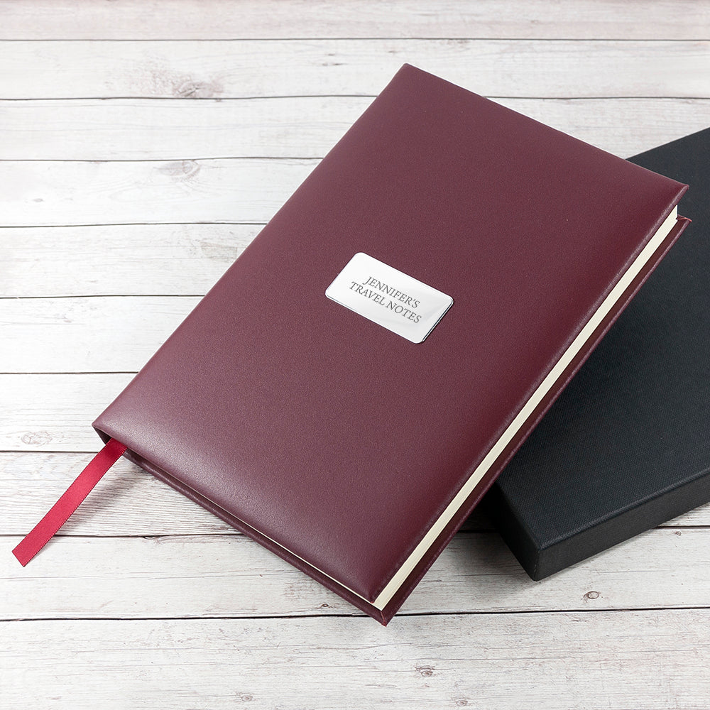 Personalised Burgundy Leather Notebook - treat-republic