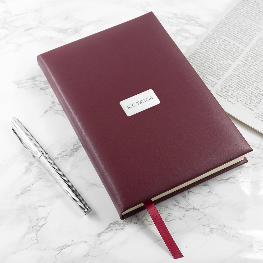 Personalised Burgundy Leather Notebook - treat-republic