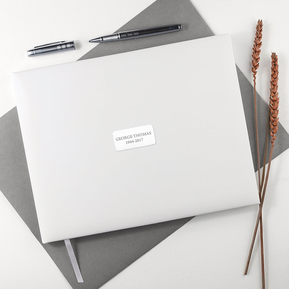 Personalised White Leather Memoriam Book - treat-republic