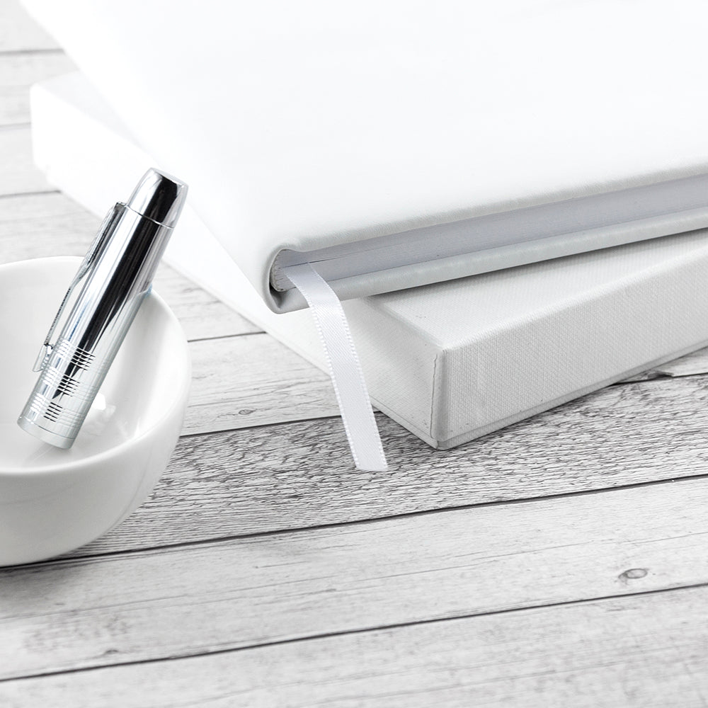 Personalised White Leather Memoriam Book - treat-republic