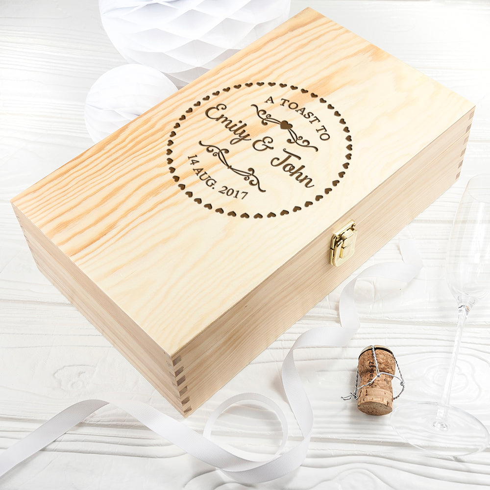Personalised Couple Name In Heart Frame Wine Box - treat-republic