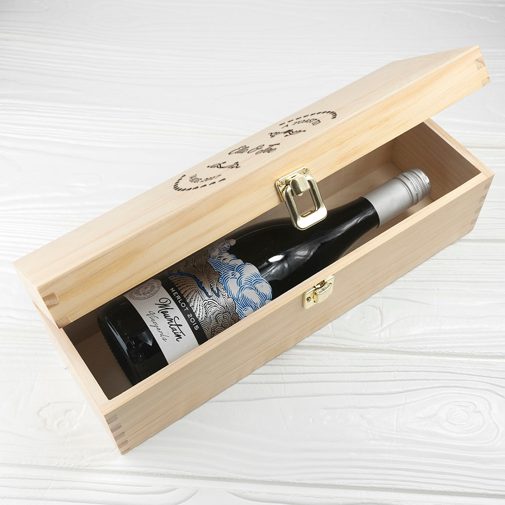 Personalised Couple Name In Heart Frame Wine Box - treat-republic