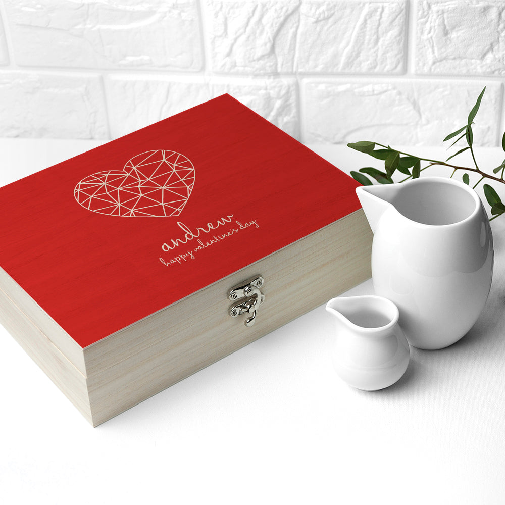 Personalised Geometric Heart Tea Box - treat-republic