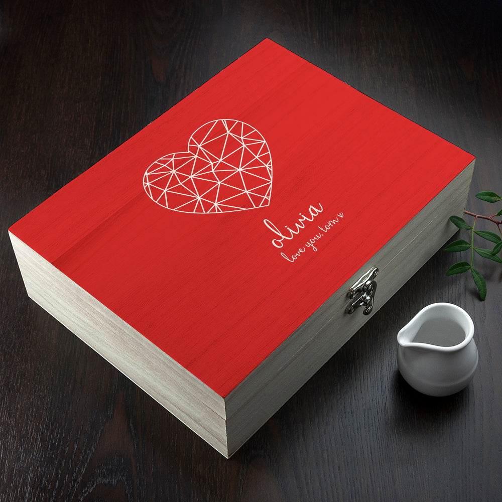 Personalised Geometric Heart Tea Box - treat-republic