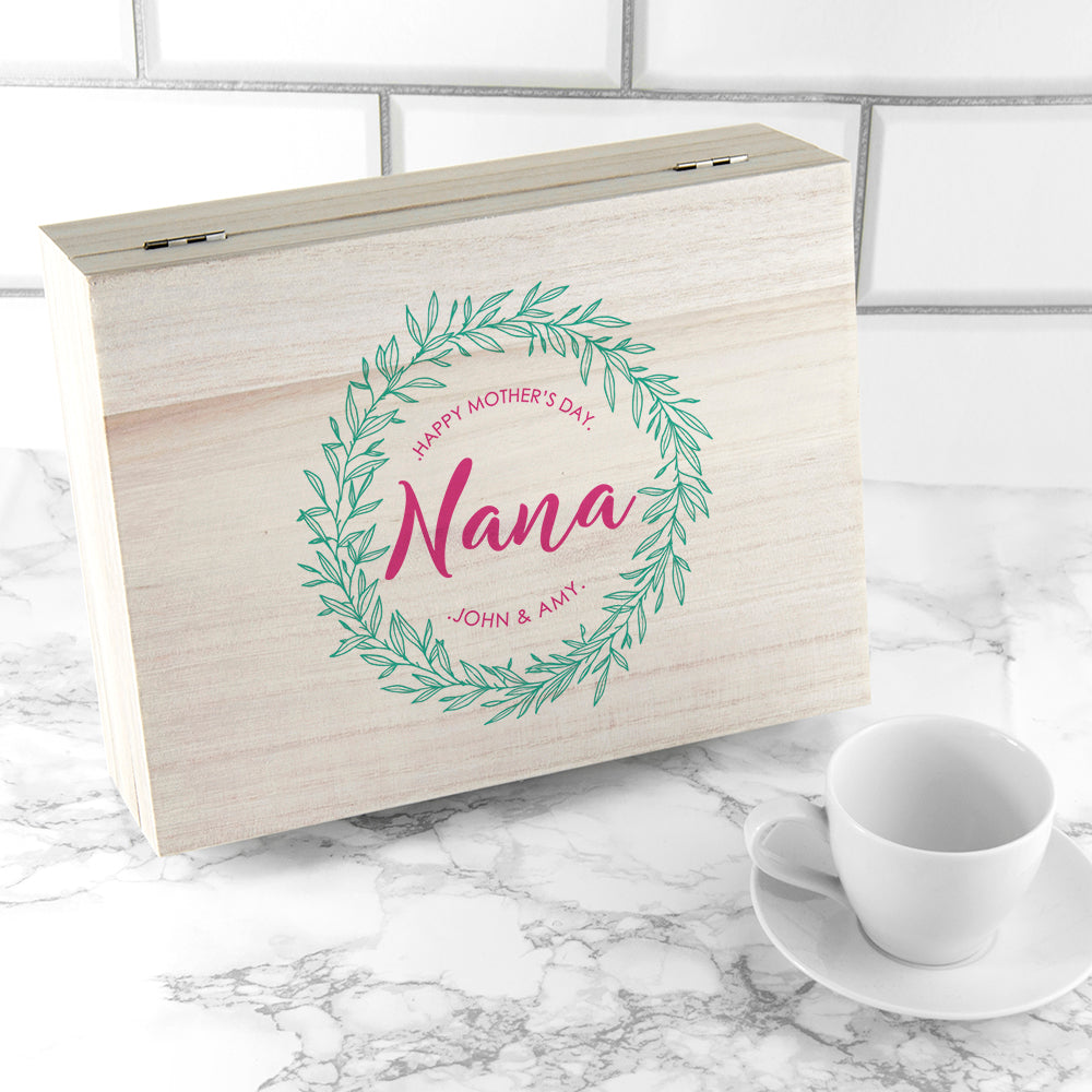 Personalised Leaf Wreath Mother's Day Tea Box - treat-republic
