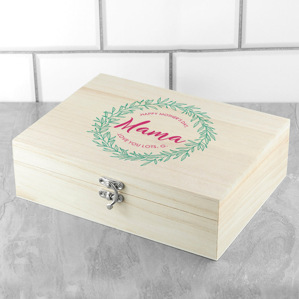 Personalised Leaf Wreath Mother's Day Tea Box - treat-republic