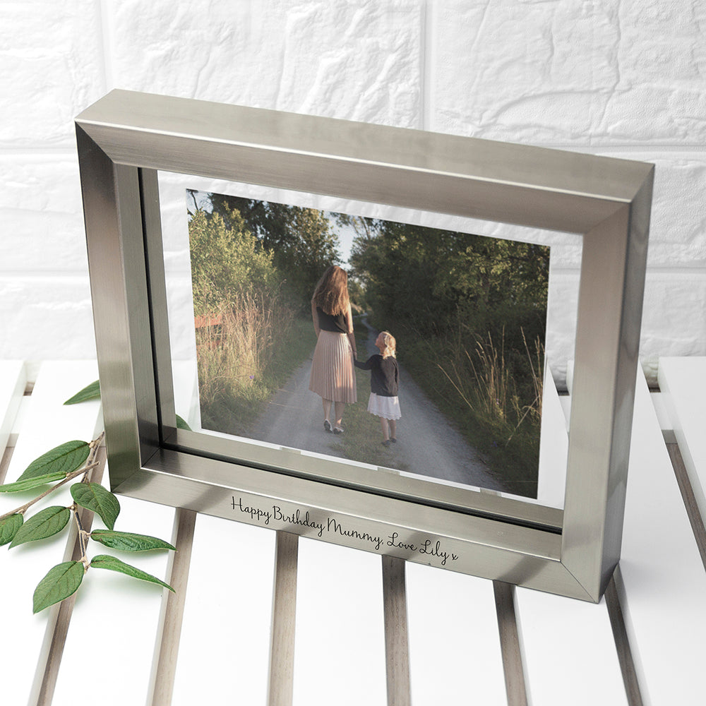 Personalised Metallic Grey Photo Frame - treat-republic