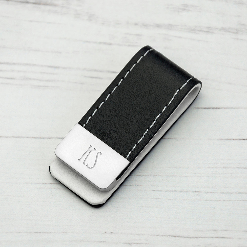Black Leather Money Clip - treat-republic