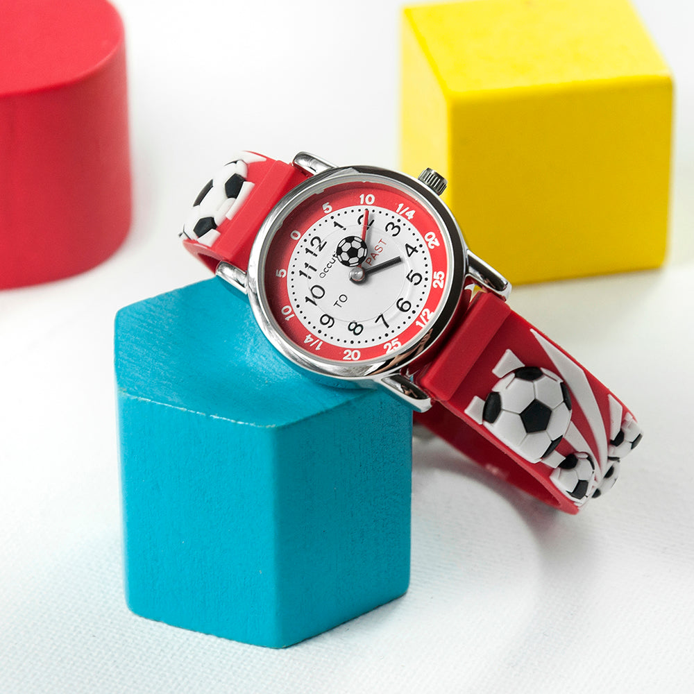 Kids Personalised Red Football Watch - treat-republic